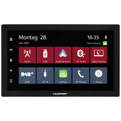 Blaupunkt Mannheim 600 DAB Double DIN monitor receiver Android Auto™, Steering wheel RC button connector, Rearview camera connector, Apple CarPlay, Bluetooth