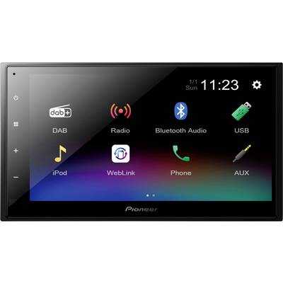 Pioneer DMH-A340DAB Double DIN car stereo Steering wheel RC button connector, Rearview camera connector, Bluetooth handsfree set, DAB+ tuner