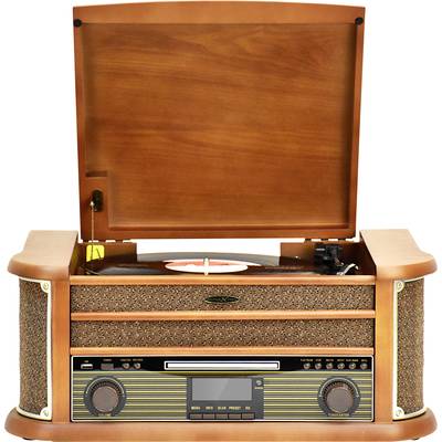 Reflexion HIF2002DAB Retro audio system DAB+, FM, CD, Tape, Turntable, Bluetooth, USB, Natural wood casing, Recording mode, Incl. remote control 2 x 40 W Wood