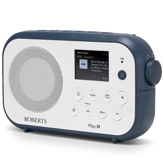 Roberts PLAY30WB Bluetooth DAB DAB FM RDS Portable Radio in White Blue