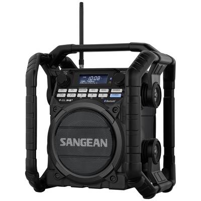 Sangean U-4 DBT+ Workplace radio DAB+, FM AUX, Bluetooth, USB Battery charger, rechargeable, waterproof, shockproof Black