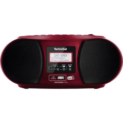 TechniSat DIGITRADIO 1990 Radio CD player DAB+, FM AUX, Bluetooth, CD, USB Battery charger, Alarm clock Red