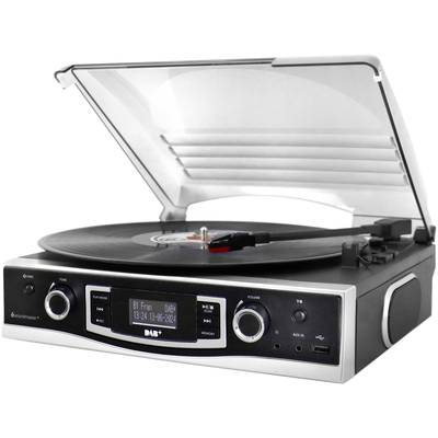 soundmaster PL590SW Audio system Turntable, DAB+, FM, AUX, USB, Recording mode Black