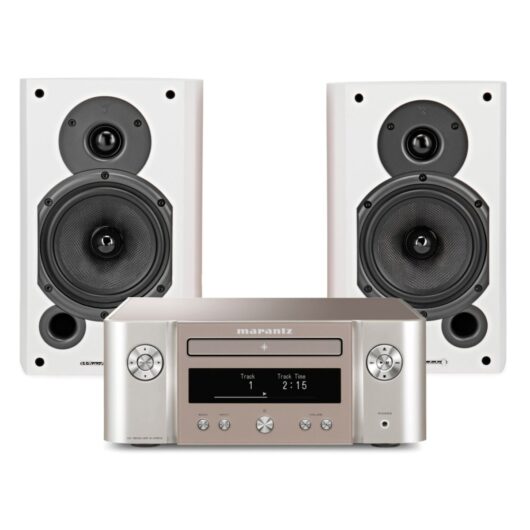 Marantz Melody X M-CR612 & Wharfedale Diamond 9.1 Hi-Fi Bundle Silver/Gold & White