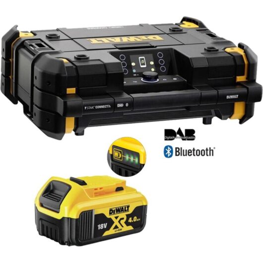 Dewalt 18v Tstak DAB Digital Site Radio Bluetooth Charger USB + 4.0AH Battery