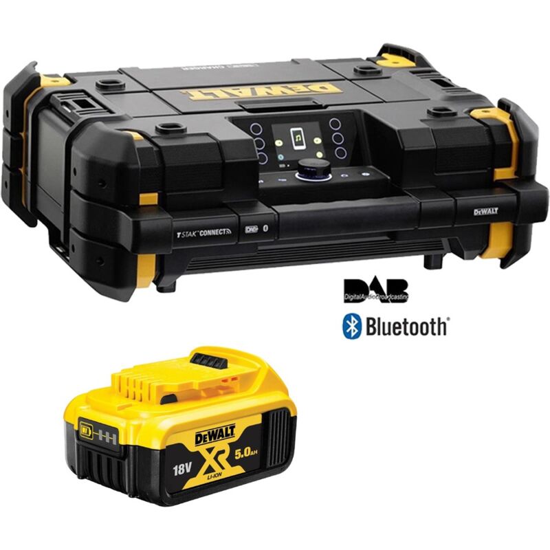 Dewalt - 18v Tstak dab Digital Site Radio Bluetooth Charger usb + 5.0AH Battery