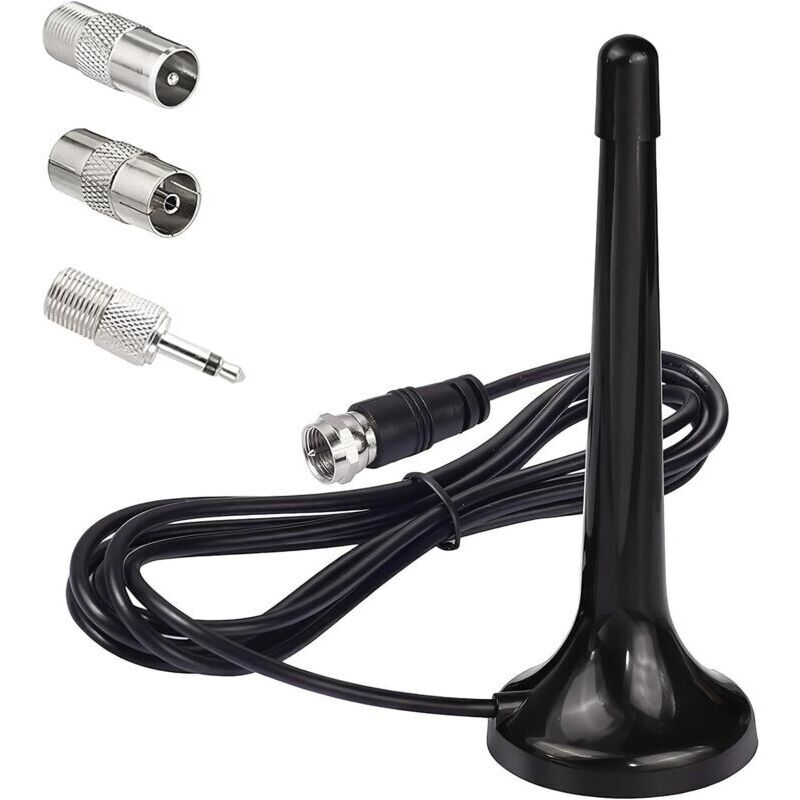 Telescopic Indoor FM/DAB Radio Antenna with Magnetic Base, Compatible with Stereo Receivers, 75 Ohm Base Portable Tuners, and Hi-Fi Systems